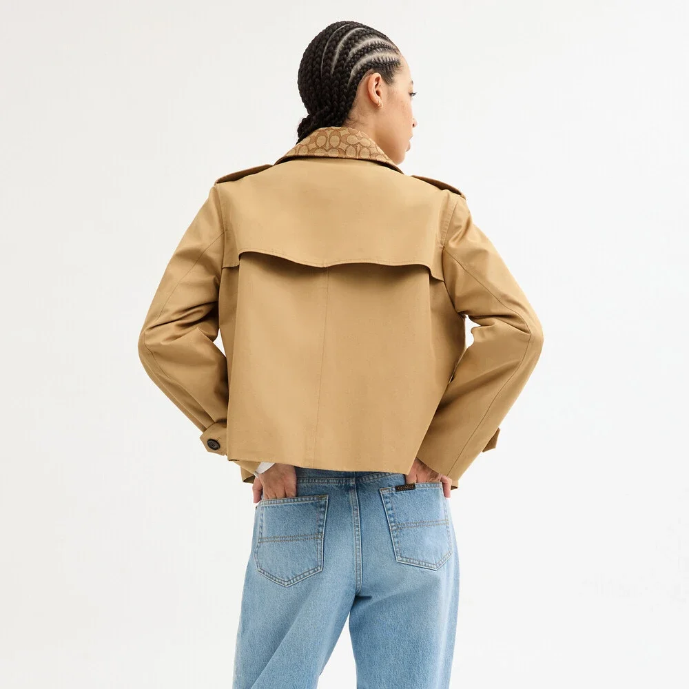 Coach Outlet Short Trench Coat With Signature Collar